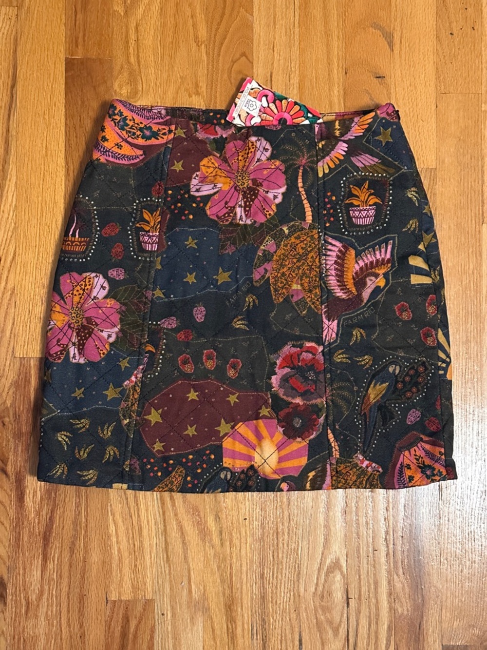NEW Farm Rio Anthropologie Animal Celestial Floral Print Quilted Boho Mini Skirt